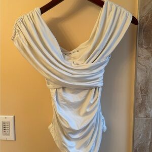 Abercrombie & Fitch Cream Draped Bodysuit
